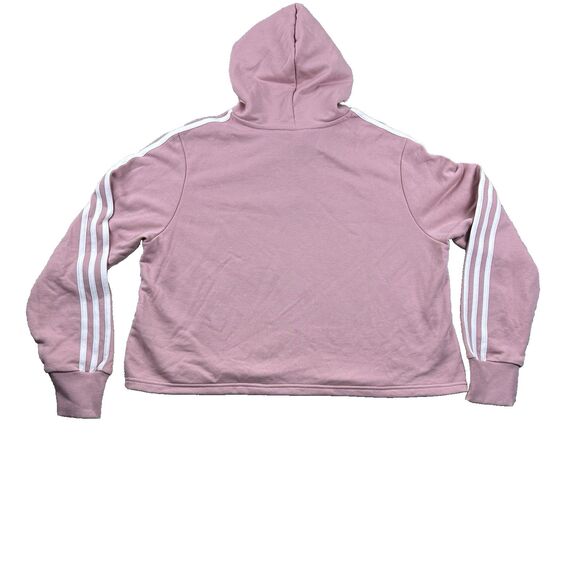 Adidas Womens Hoodie Pink Pullover 3-Stripes Logo‎ 1X Relaxed Fit Athletic New - Picture 2 of 10